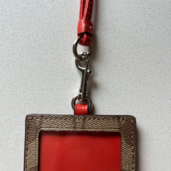 Coach gold and orange ID lanyard. - Picture 3 of 8